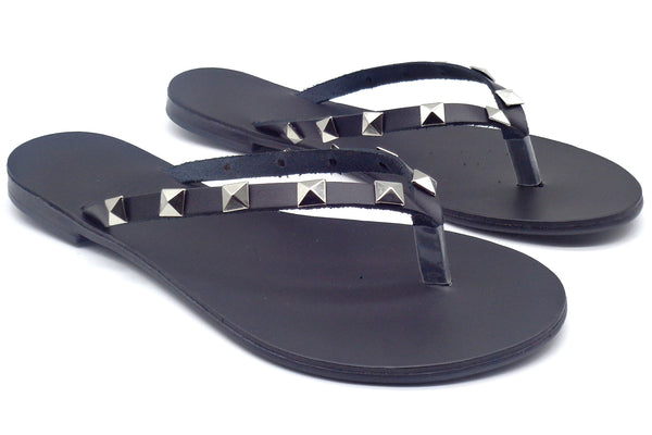 Ancientoo Black Flip Flops Astraea Women Sandal