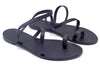 Ancientoo Black Toe Ring Mania Sandal - Women Footwear